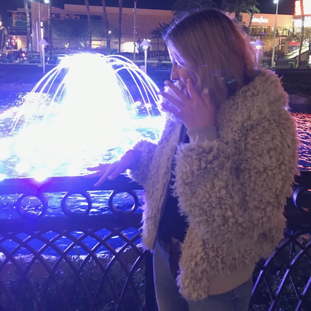 Monki Zip Front Teddy Jacket in off white color